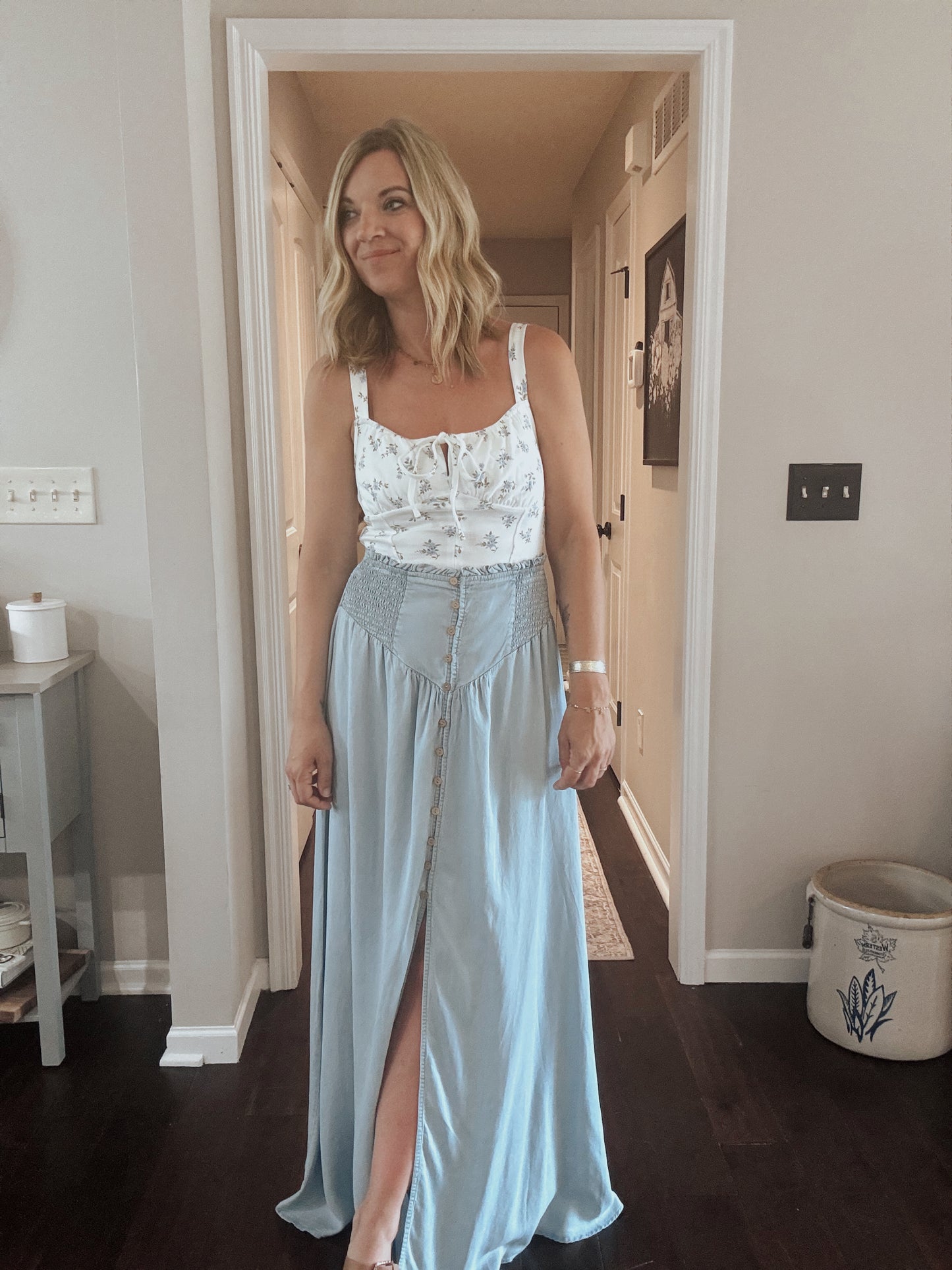 Mila Chambray Maxi Skirt