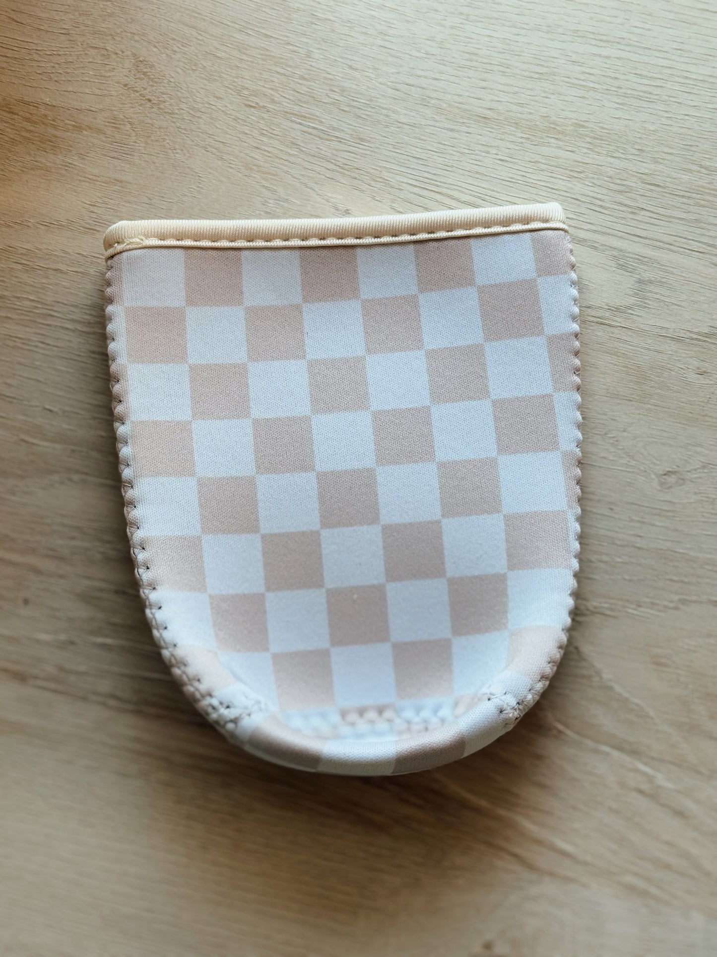 Beige Checker Iced Coffee Sleeve