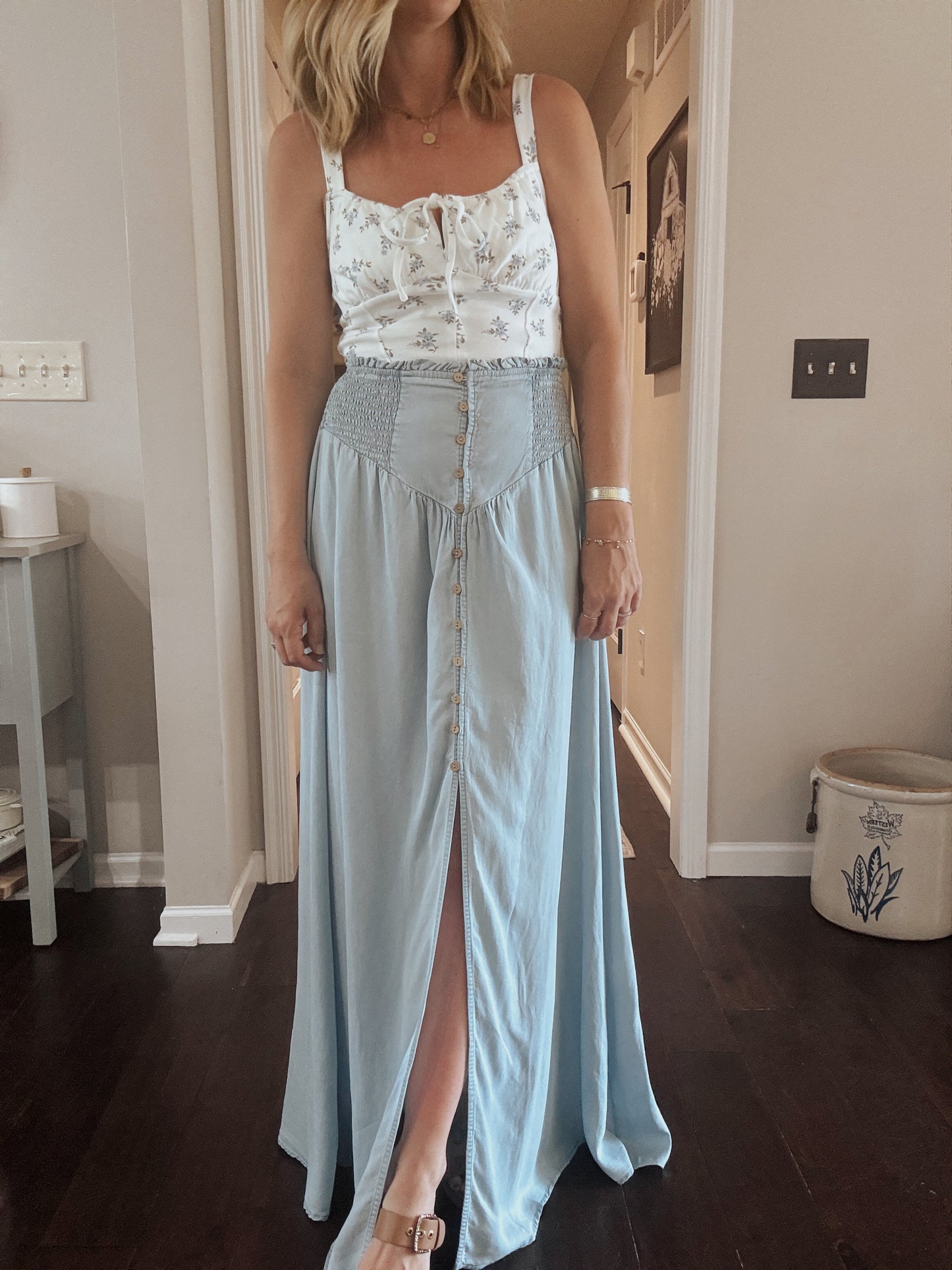Mila Chambray Maxi Skirt
