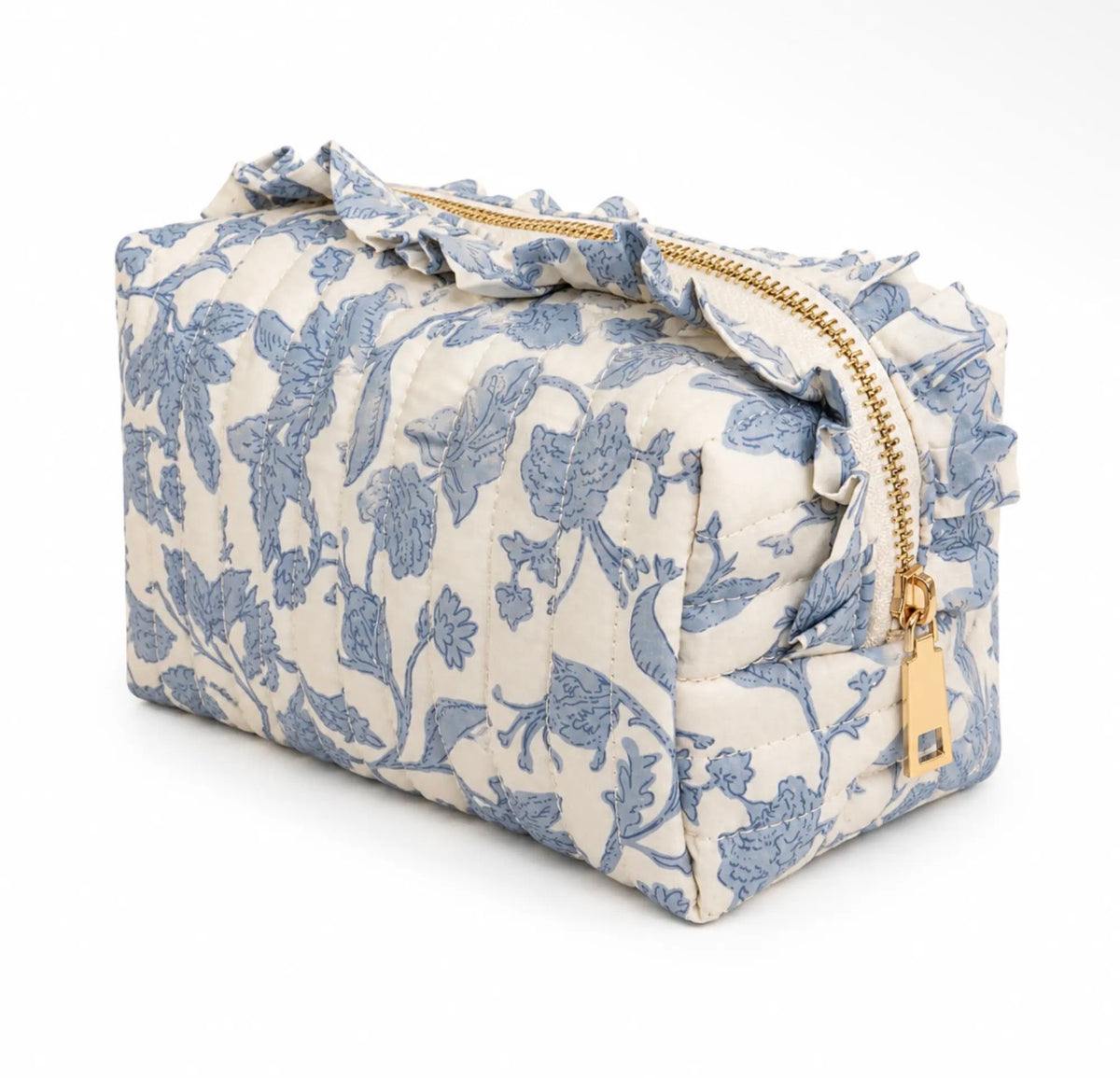 Blue Quilted Cosmetic Case
