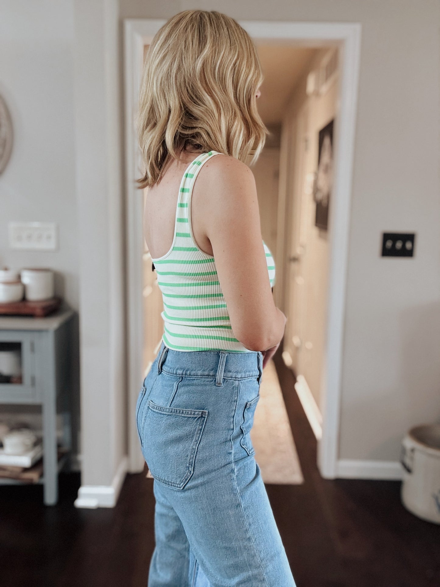 Cream & Apple Green Bodysuit