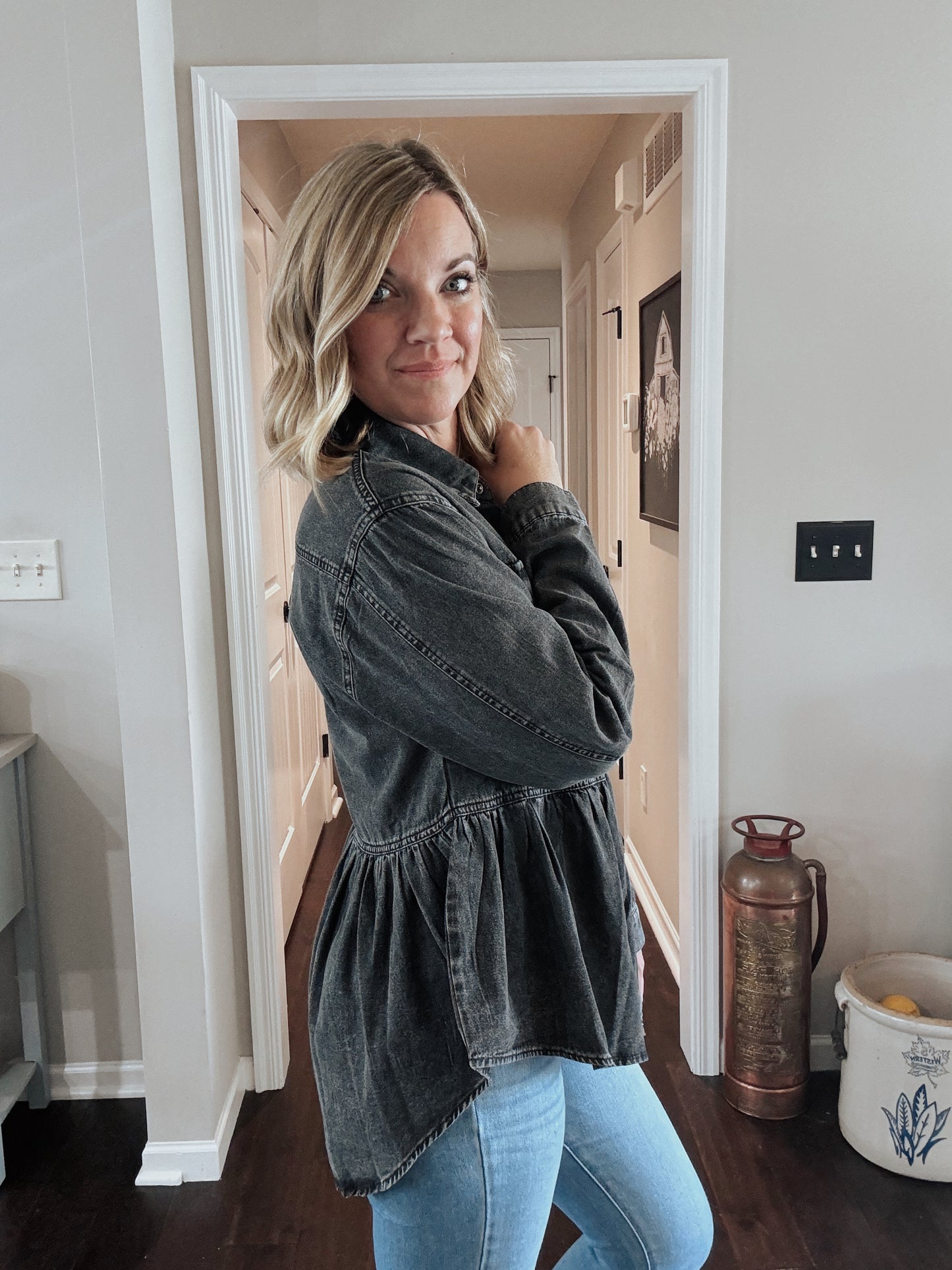 Layla Ruffle Button Up