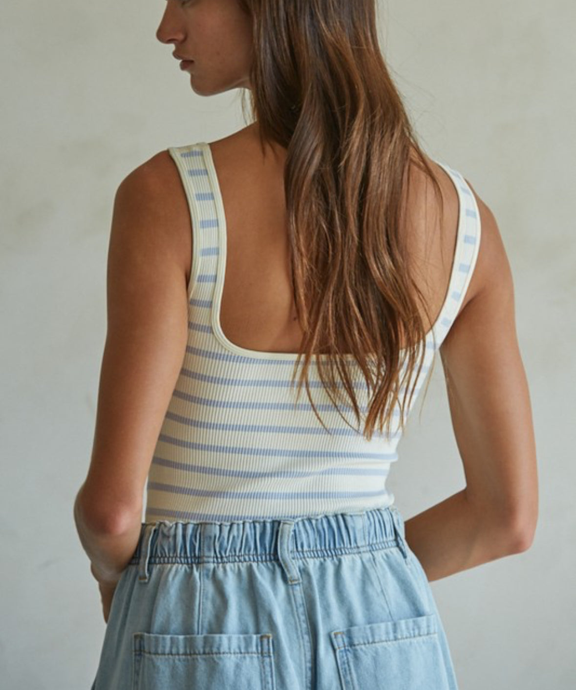 Cream Pale Blue Bodysuit