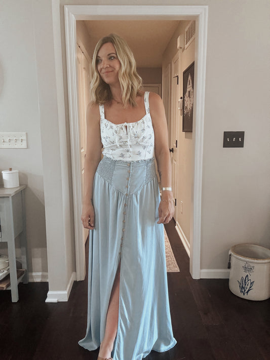 Mila Chambray Maxi Skirt