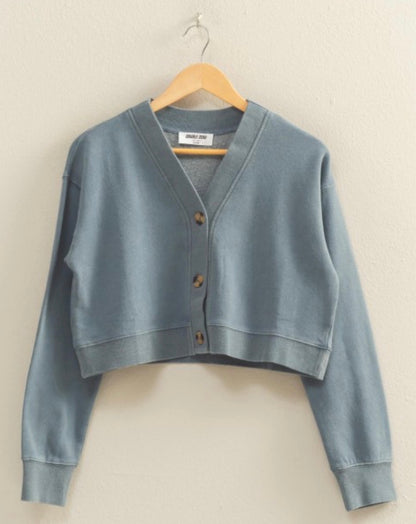Darcy Cropped Cardigan-Navy