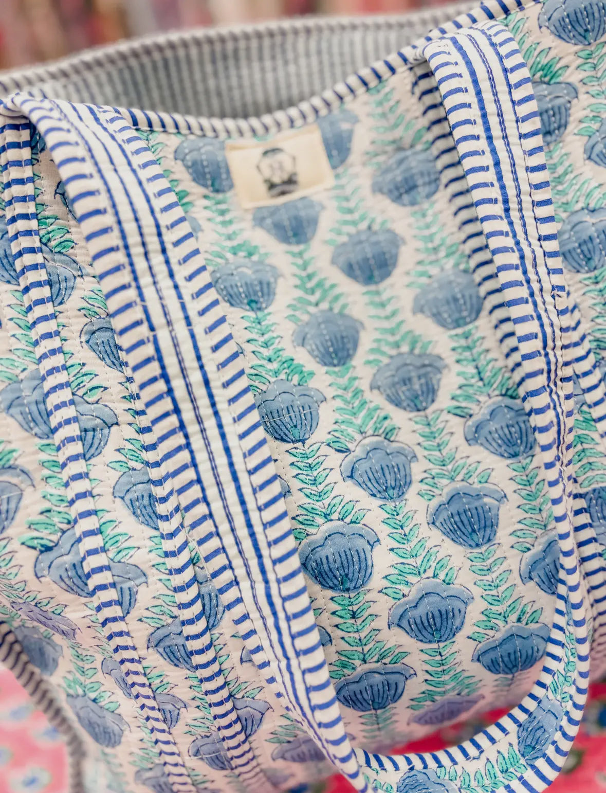 Ocean Blooms Quilted Bag (Large)