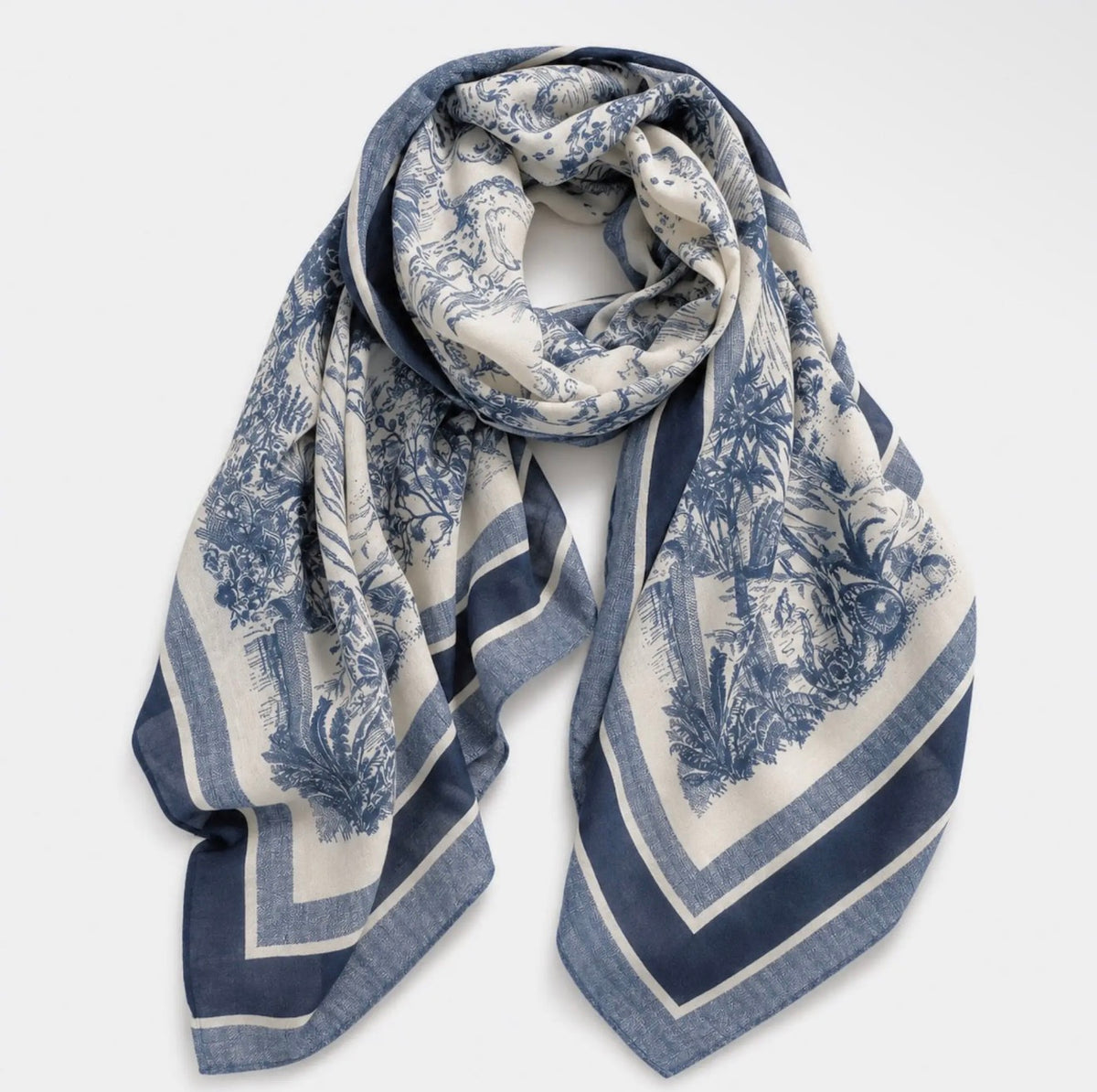 Blue Toile Wrap Scarf