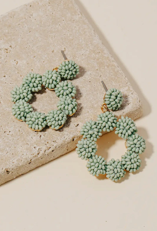 Sage Cluster Beaded Dangle Earrings