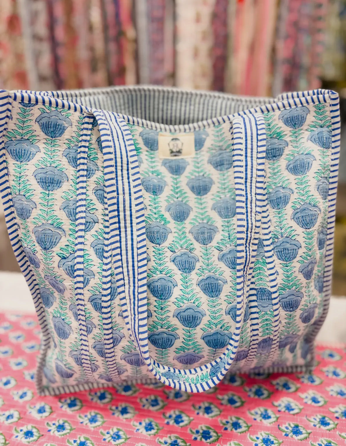 Ocean Blooms Quilted Bag (Large)