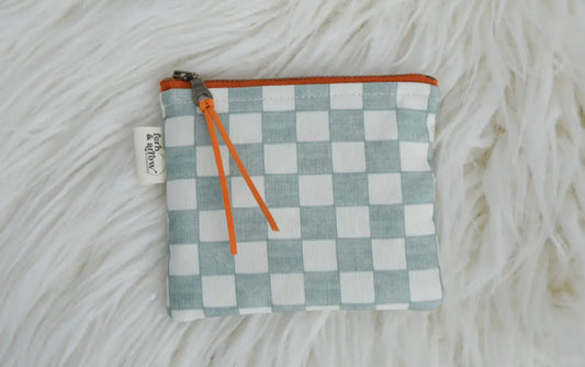 Pewter Blue Boho Chic Checkered Coin Purse