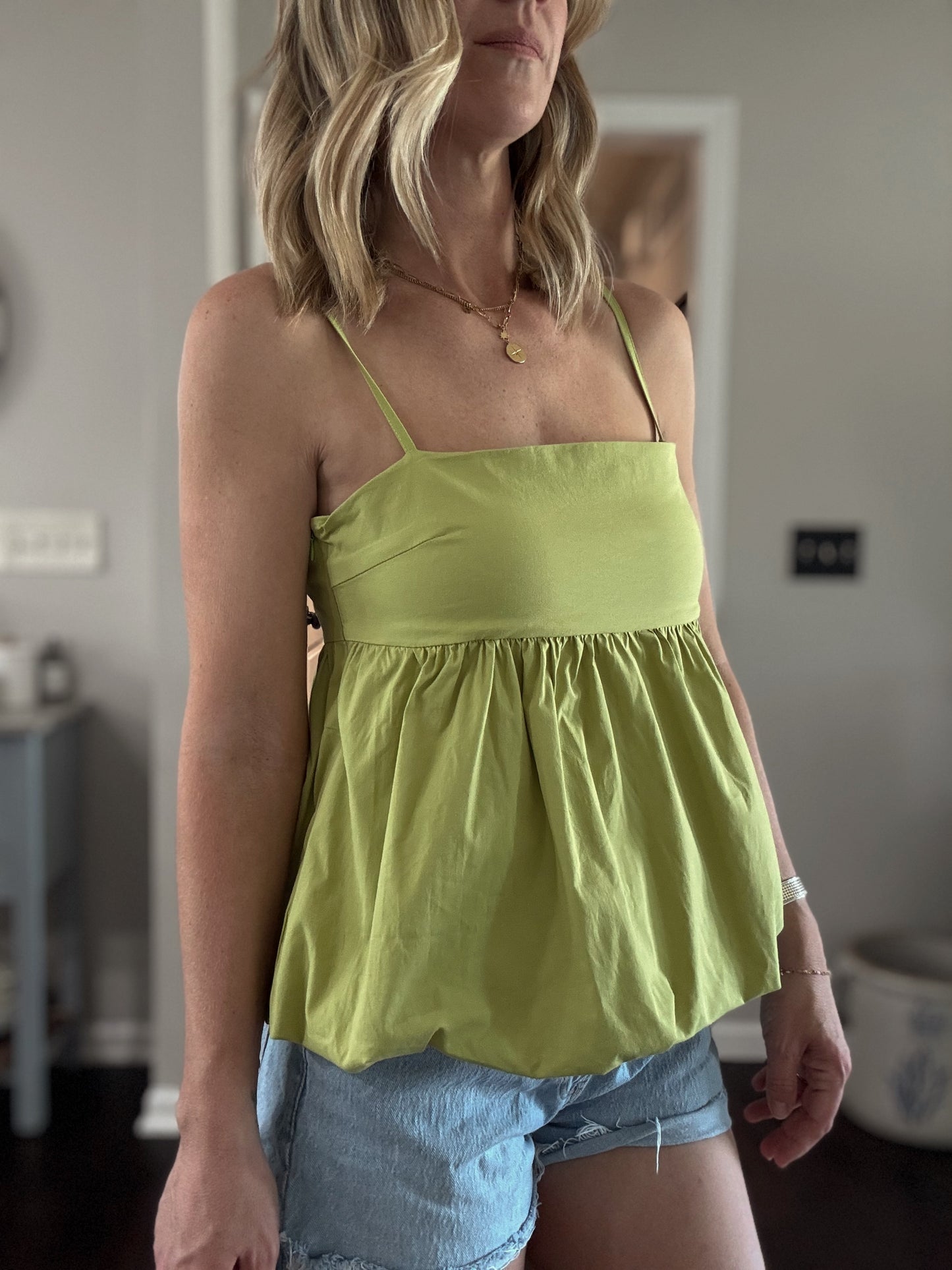 Poplin Bubble Hem Cami Top