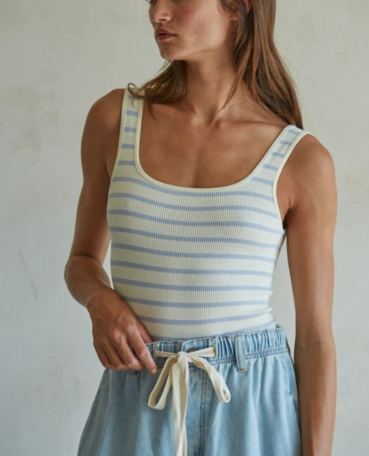 Cream Pale Blue Bodysuit