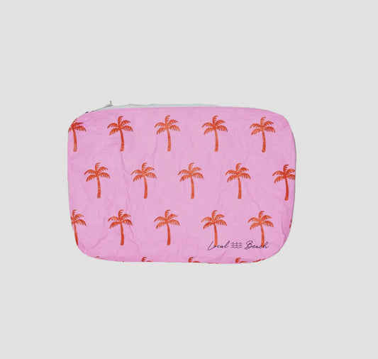 Pink Neon Palms Local Beach Pouch